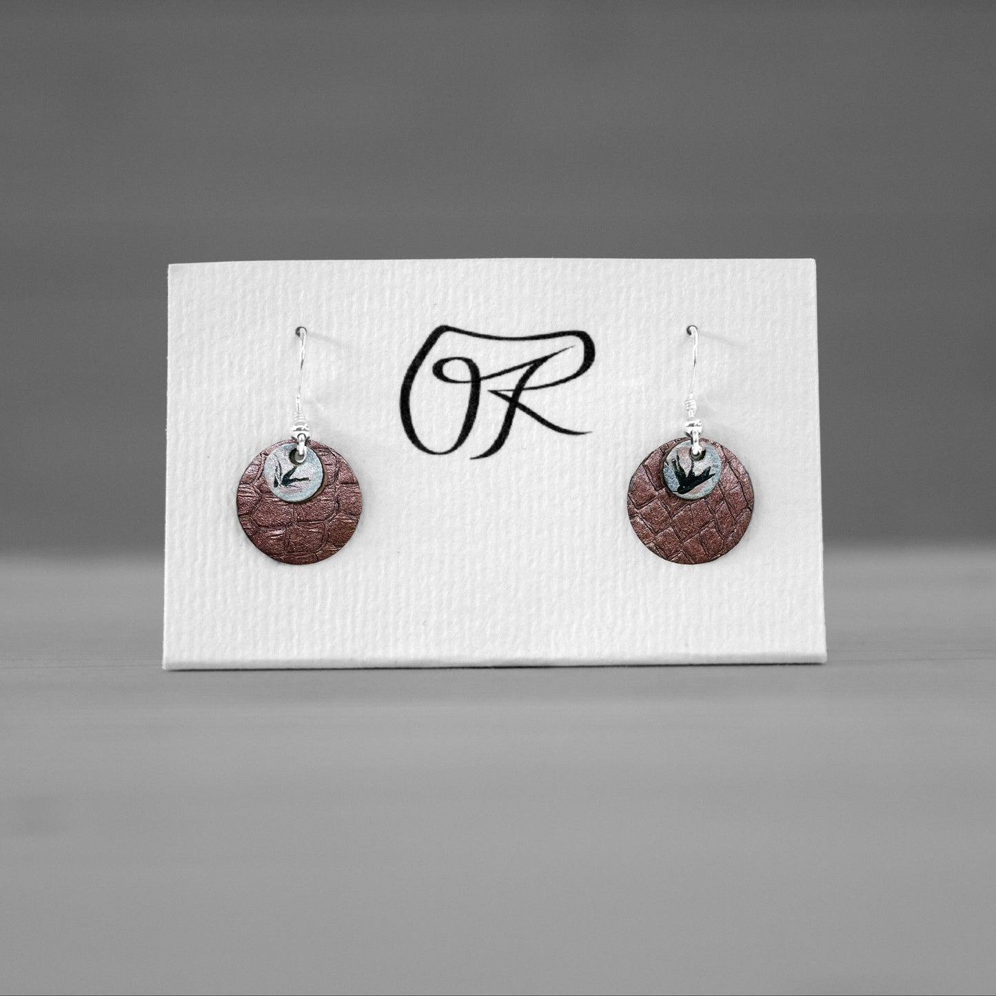 Boucles d’oreilles cuir rose & argent massif