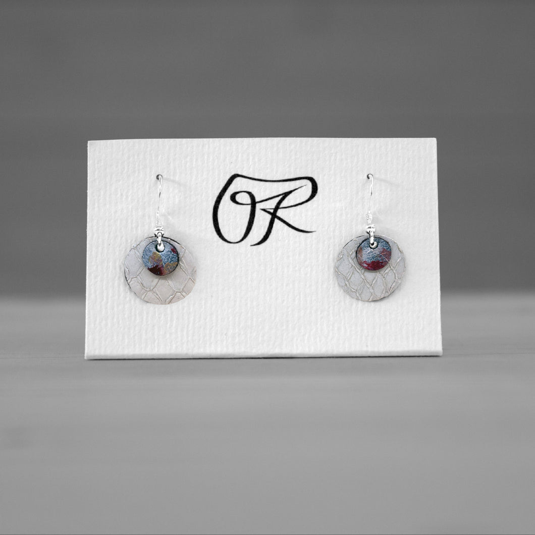 Boucles d’oreilles cuir blanc & argent massif