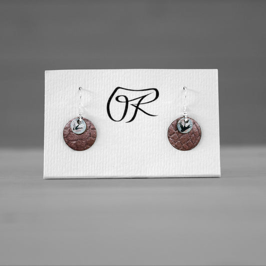 Boucles d’oreilles cuir rose & argent massif