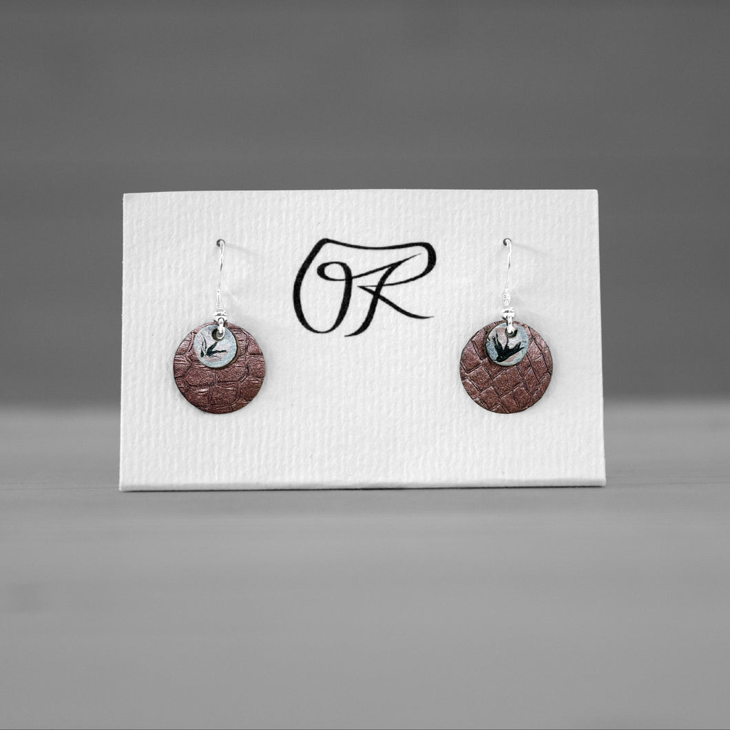 Boucles d’oreilles cuir rose & argent massif