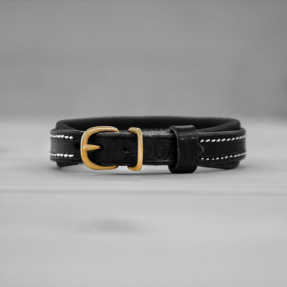 Collier cuir chien noir sur mesure