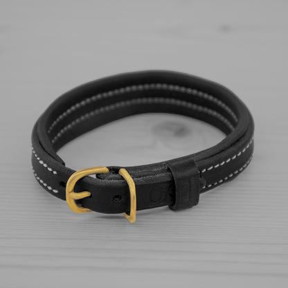 Collier cuir chien noir sur mesure
