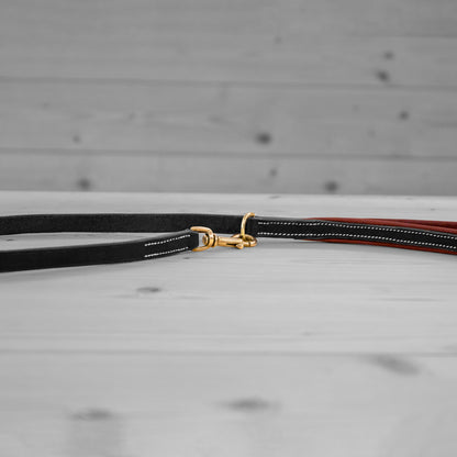 Laisse en cuir noir et marron – bouclerie laiton