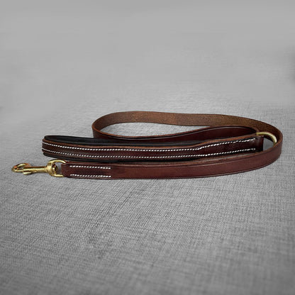 Laisse en cuir marron et noir – bouclerie laiton