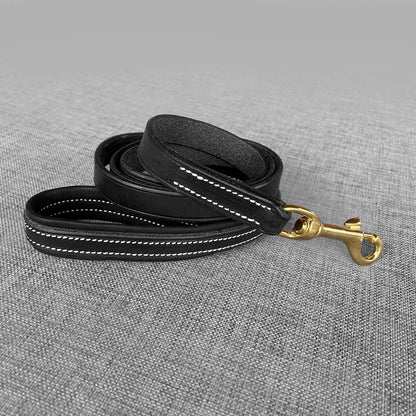 Laisse en cuir noir – bouclerie laiton