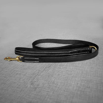 Laisse en cuir noir – bouclerie laiton