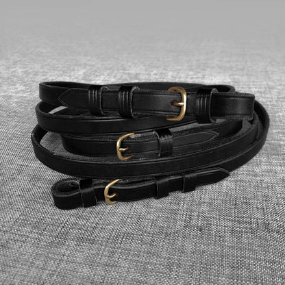 Rene en cuir noir enroulee avec boucle doree